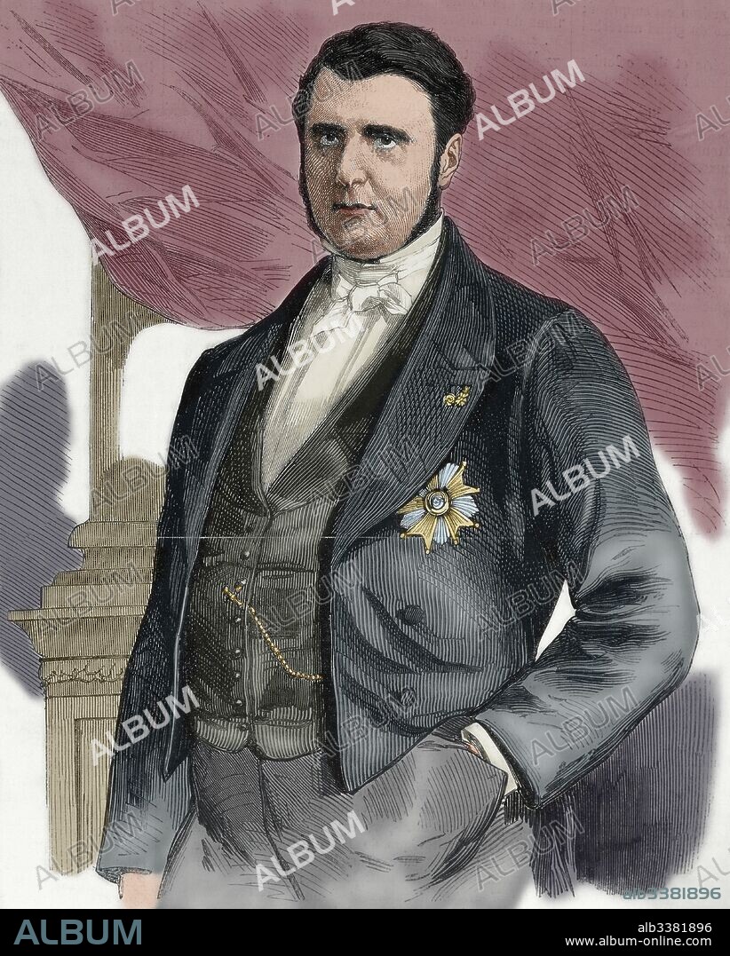 Alexandre Florian Joseph, Count Colonna-Walewski (1810-1868). Polish and French politician and diplomat. The Count Walewski as a Minister of State. Portrait. Engraving.  L'Illustration (1860). Colored.
