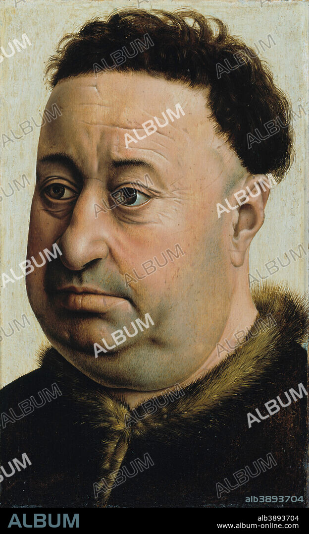 ROBERT CAMPIN. Porträt eines beleibten Mannes (vermutlich Robert de Masmines). Date/Period: Ca. 1440. Painting. Oil on oak wood. 31,5 x 20,3 cm.