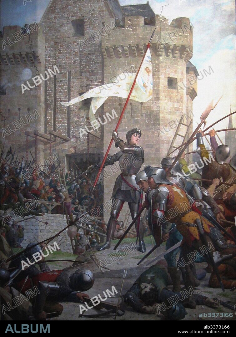 JULES EUGENE LENEPVEU. Joan of Arc in armour before Orléans.