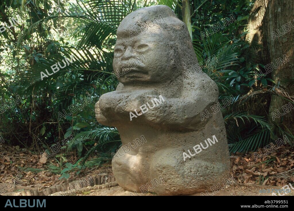 Olmec Head, Museum Park, Villahermosa, Mexico. Villahermosa is the capital city of the Mexican state of Tabasco. The Olmec were an ancient civilization that flourished between 1200 BC and 400 BC. This head, "the grandmother," is thought to represent a dwarf.