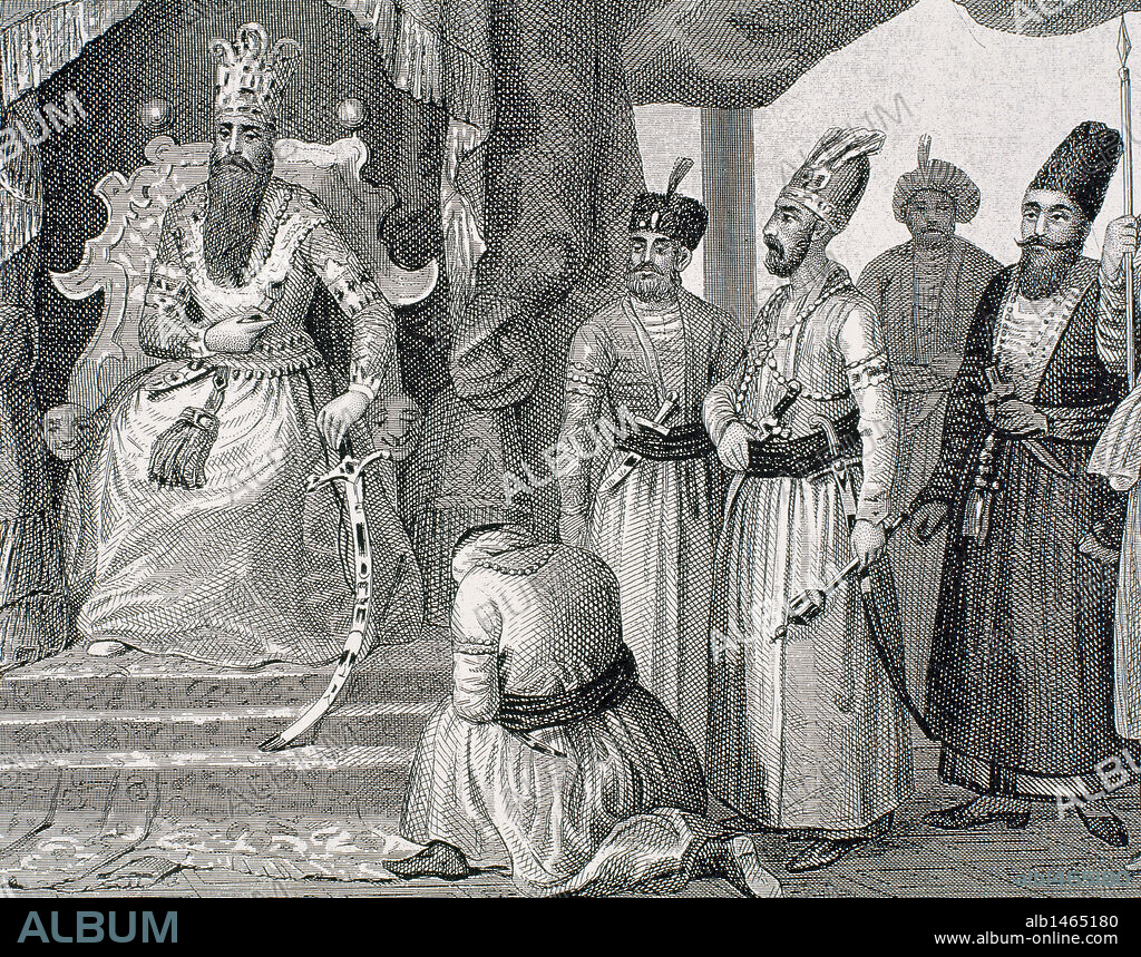 OTTOMAN EMPIRE. TURKEY. SULTAN receiving some members of the Council in the  Topkapi Palace courtroom . ISTANBUL. Engraving of the nineteenth century.