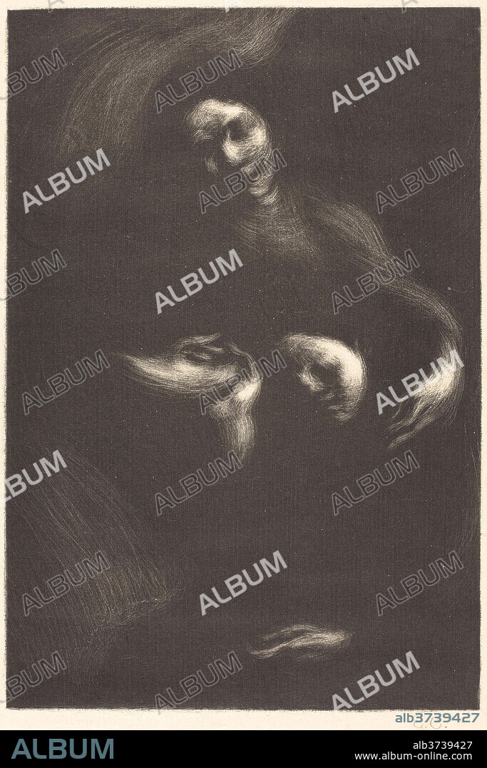 EUGENE CARRIERE. Hommage à Tolstoï. Dated: 1901. Dimensions: plate: 22.7 x 15.4 cm (8 15/16 x 6 1/16 in.)  sheet: 31.7 x 24.6 cm (12 1/2 x 9 11/16 in.). Medium: lithograph on chine collé.