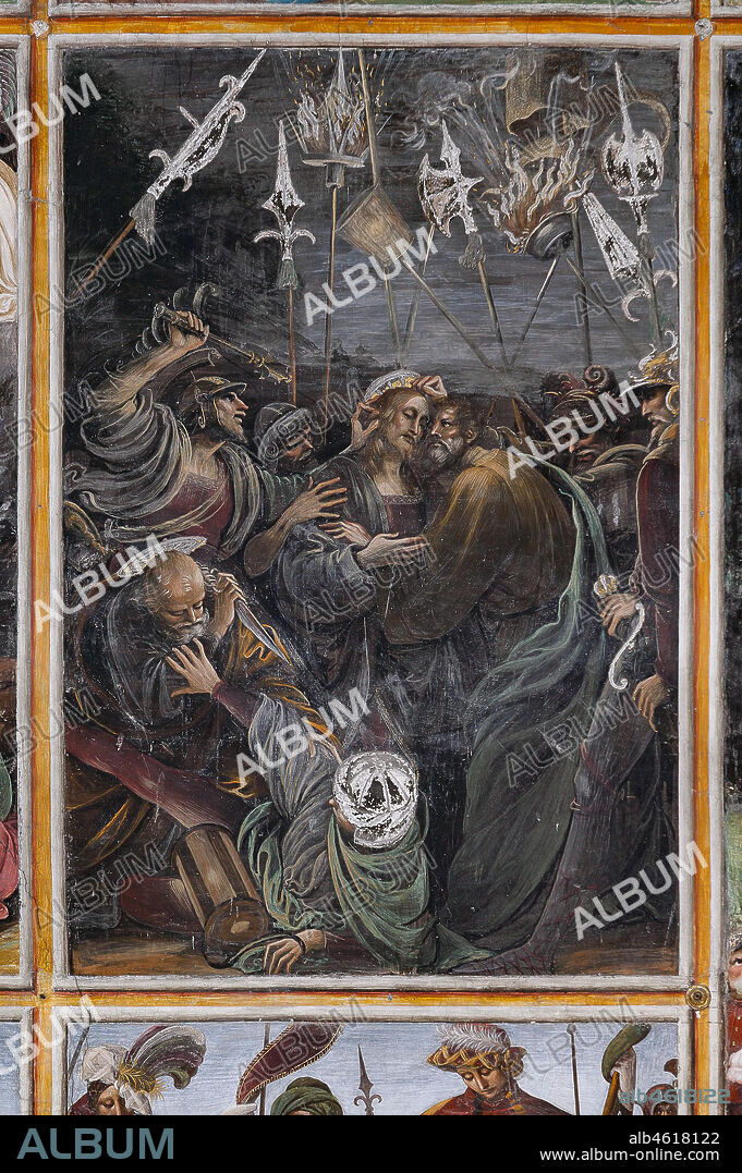 Varallo Sesia, Church of Santa Maria delle Grazie: frescoes of the Gaudenzio Ferrari wall "The life and the Passion of Christ", by Gaudenzio Ferrari, 1513. Detail with the kiss of.