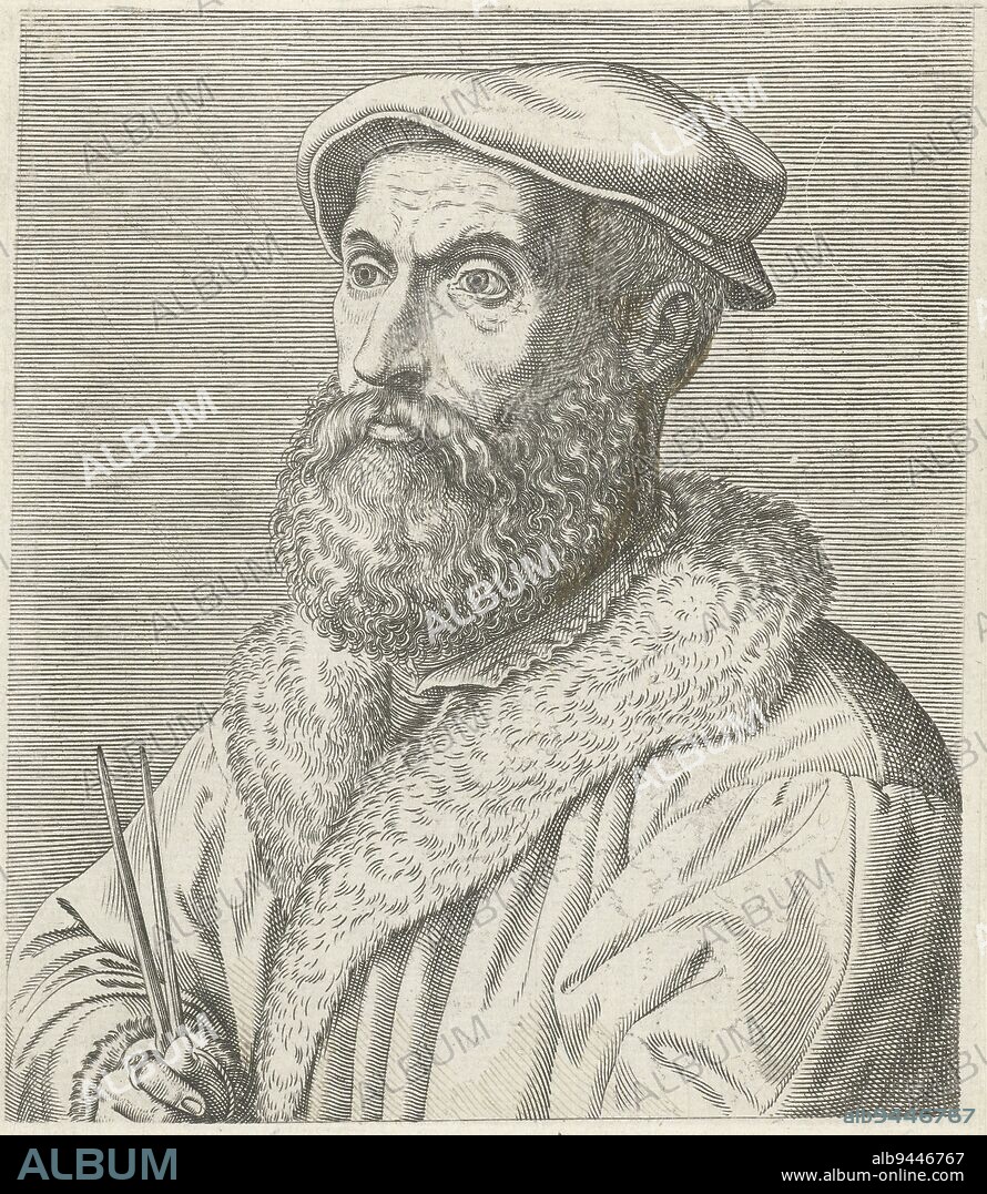 Portrait of Niccolo Tartaglia, a famous Italian mathematician Bust to the left The print has a Latin caption and is part of a series of famous European scholars, Portrait of Niccolo Tartaglia Nicolavs Tartaglia Brixianvs Portraits of famous European scholars Virorum doctorum de disciplinis benemerentium effigies , print maker: Philips Galle, Benedictus Arias Montanus, printer: Christoffel Plantijn, Antwerp, 1572, paper, engraving, letterpress printing, h 195 mm × w 128 mm.