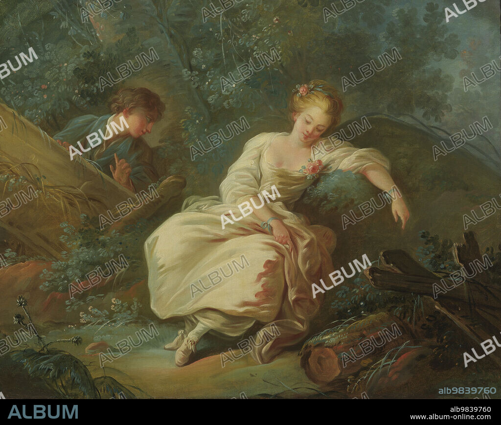JEAN BAPTISTE MARIE HUET. Young Couple in a Landscape, c18th century.