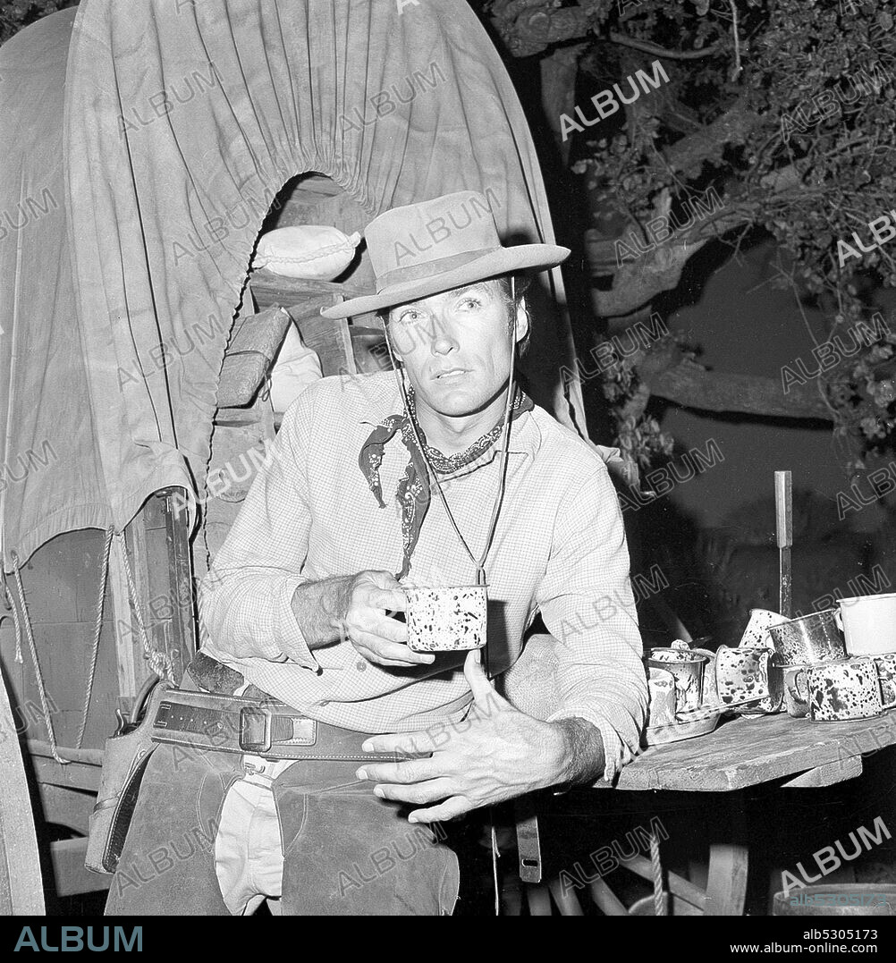 CLINT EASTWOOD in RAWHIDE, 1959, unter der Regie von CHRISTIAN NYBY, HARMON JONES, JESSE HIBBS, TED POST und THOMAS CARR. Copyright M.G.M TELEVISION/CBS TELEVISION.