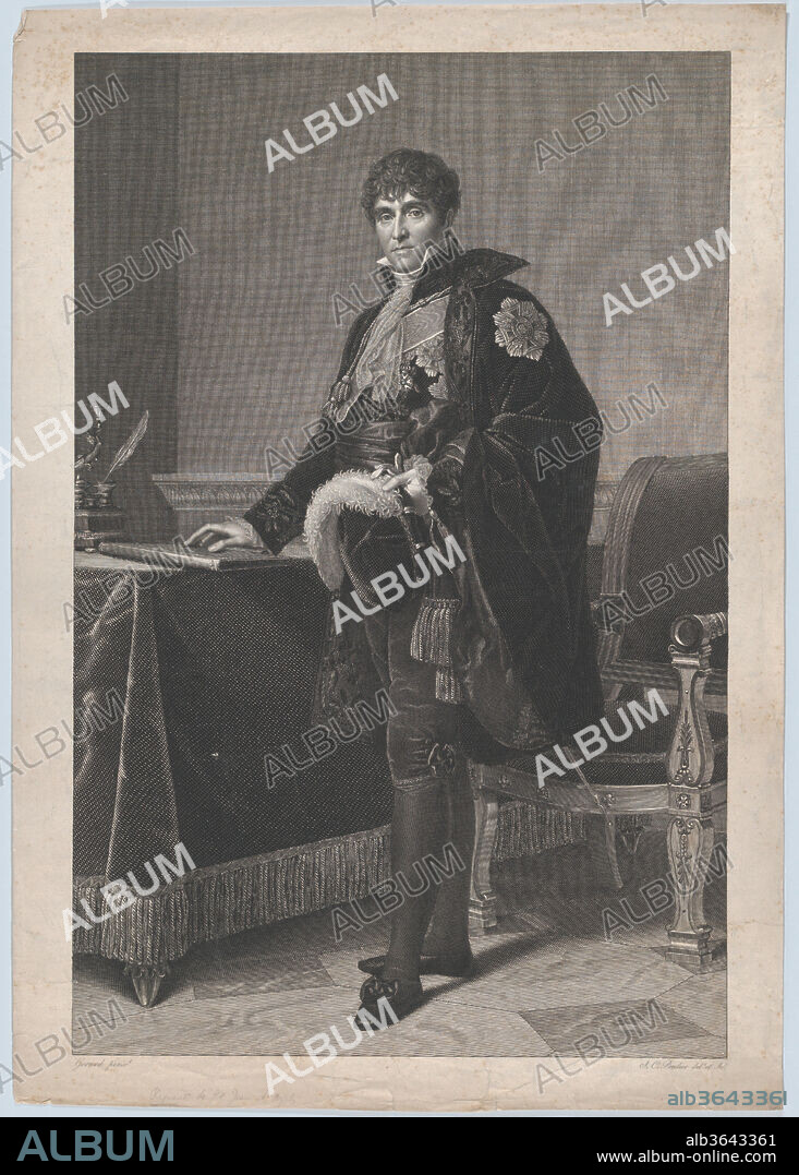 CHARLES SIMON PRADIER et AFTER BARON FRANÇOIS GÉRARD. Portrait of Michel Louis Etienne, Comte Regnault de Saint-Jean d'Angély. Artist: After baron François Gérard (French, Rome 1770-1837 Paris); Charles Simon Pradier (French, Geneva 1783-1847 Haute-Savoie). Dimensions: image: 19 5/16 x 12 11/16 in. (49.1 x 32.3 cm)
sheet: 21 7/16 x 14 15/16 in. (54.4 x 38 cm). Date: 1812.