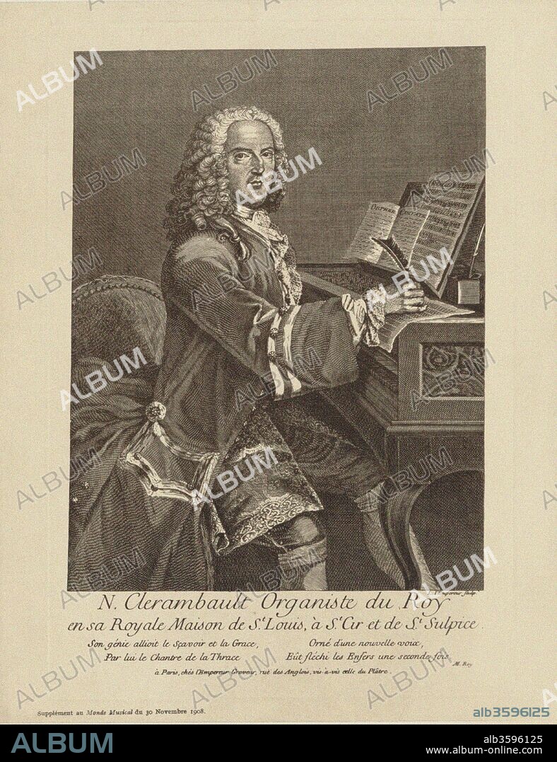 LOUIS-SIMON LEMPEREUR. Portrait of the composer Louis-Nicolas Clérambault (1676-1749).