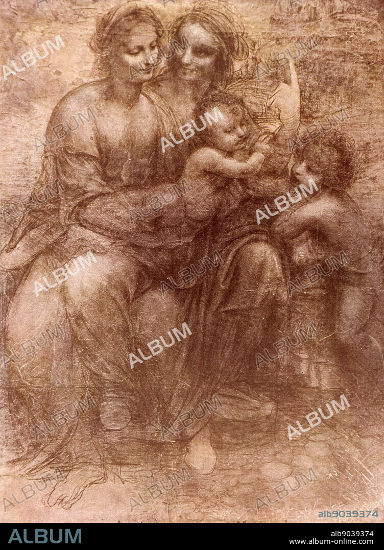 The Virgin and Child with St Anne and St John the Baptist, sometimes called The Burlington House Cartoon, is a drawing by Leonardo da Vinci. The drawing is in charcoal and black and white chalk, on eight sheets of paper glued together. The drawing depicts the Virgin Mary seated on the knees of her mother, St Anne, while holding the Child Jesus as Jesus' young cousin, St. John the Baptist, stands to the right. It currently hangs in the National Gallery in London. It was either executed in around 1499-1500.
