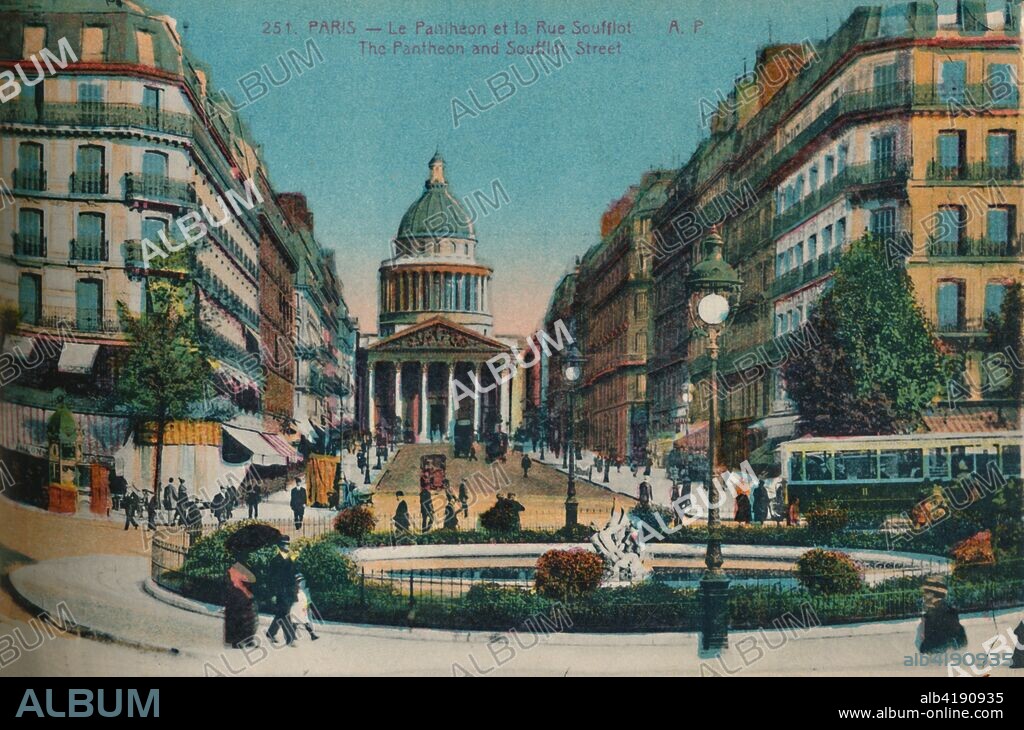 The Panthéon and the Rue Soufflot, Paris, c1920, Paris, c1920. From Paris - 48 Vues, a booklet of detachable postcard views. [A Papeghin, Paris, c1920].