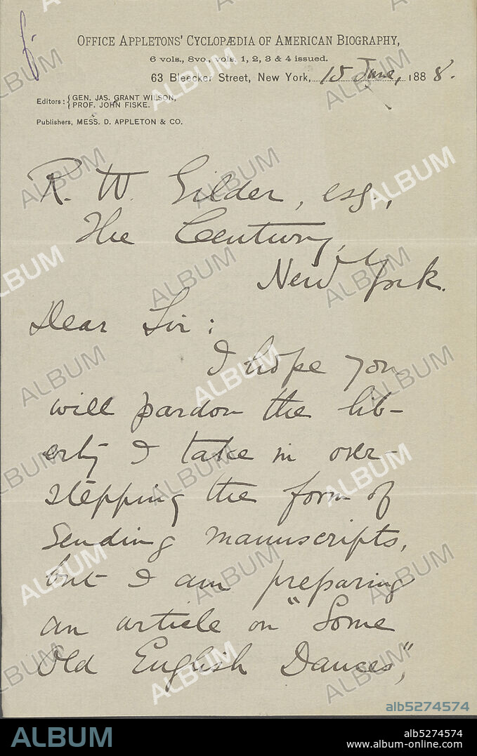Singleton, Esther, text, Correspondence, 1888 - 1894.