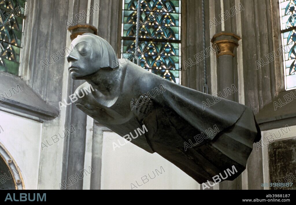 'Angel, War Monument', 1927. Ernst Barlach, (1870-1938) German expressionist sculptor known for creating conflict during the rise of the Nazis when most of his sculptures protesting against the war were confiscated and classed as degenerate art.