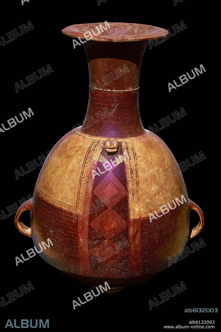 ARIBALO - CERAMICA PERUANA CON DECORACION GEOMETRICA - CULTURA INCA - S XV Y XVI DC.