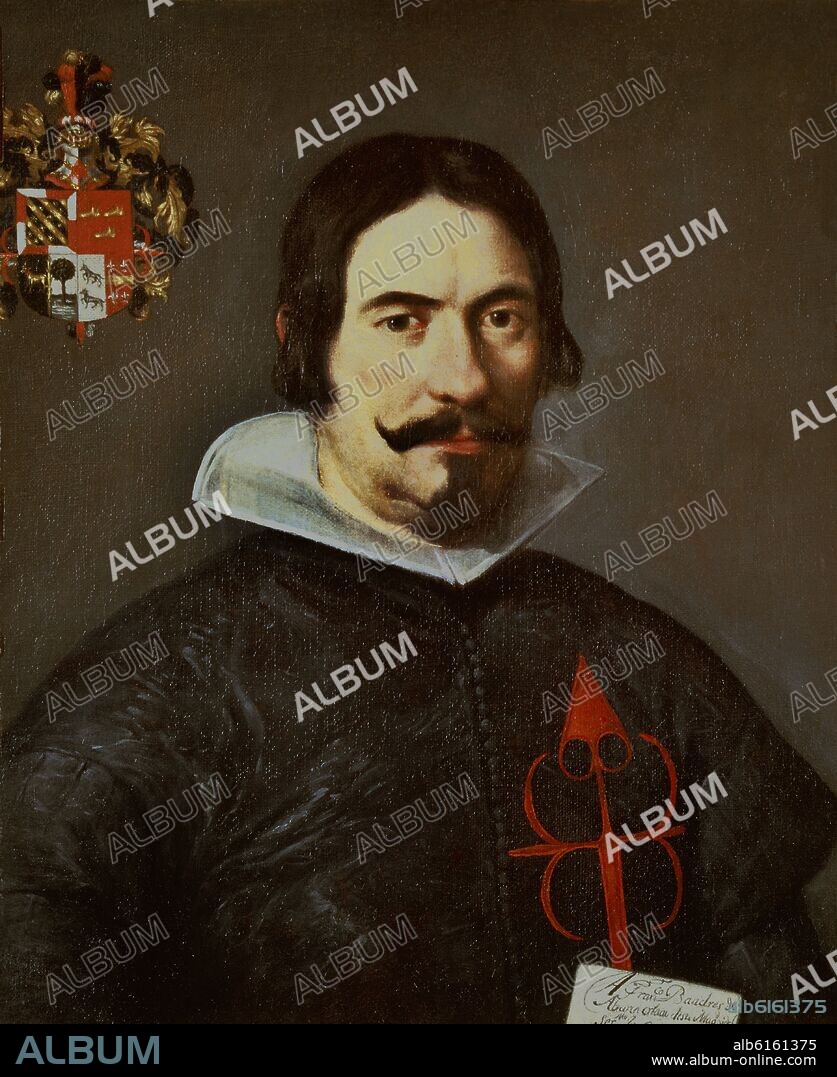 ESCUELA DE DIEGO VELAZQUEZ. FRANCISCO BANDRES - CABALLERO DE LA ORDEN DE SANTIAGO - SIGLO XVII - BARROCO ESPAÑOL.