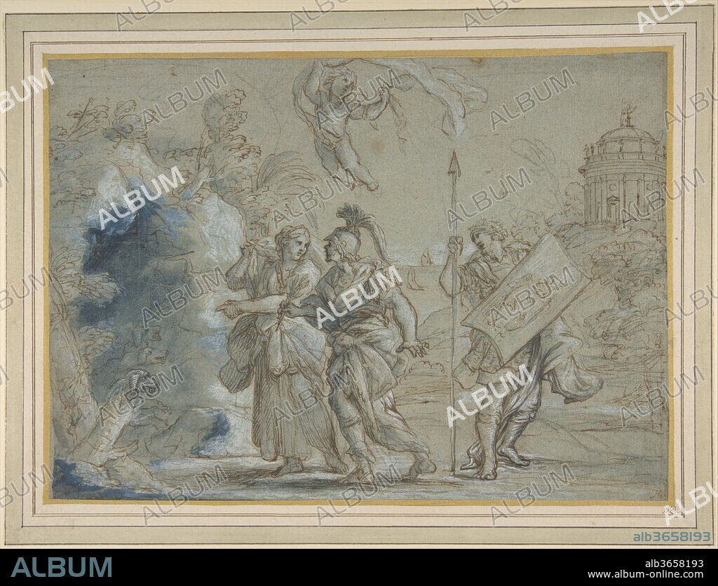 Aeneas and the Cumaean Sibyl Entering the Infernal Regions. Artist: Giovanni Francesco Romanelli (Italian, Viterbo ca. 1610-1662 Viterbo). Dimensions: 9 x 12-5/8 in. (22.9 x 32.0 cm). Date: 1610-62.