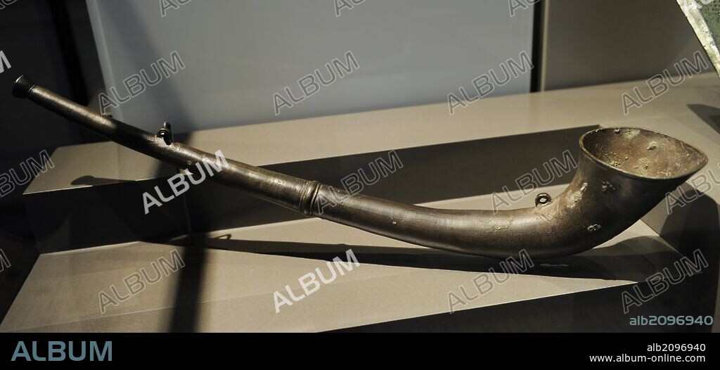Roman trumpet. 2nd century AD. Bronze. From Hesse, Germany. Neues Museum (New Museum). Berlin. Germany.