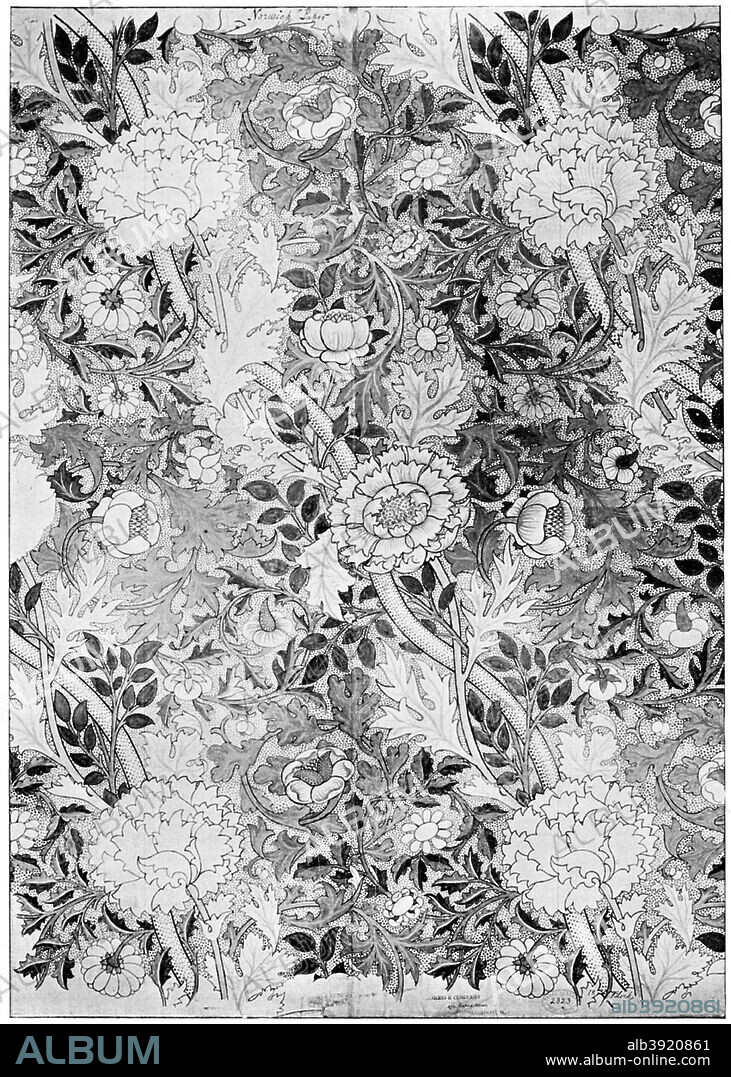Norwich pattern wallpaper, 1889 (1934). Working drawing by William Morris (1834-1896). From The Listener, 14 February 1934.
