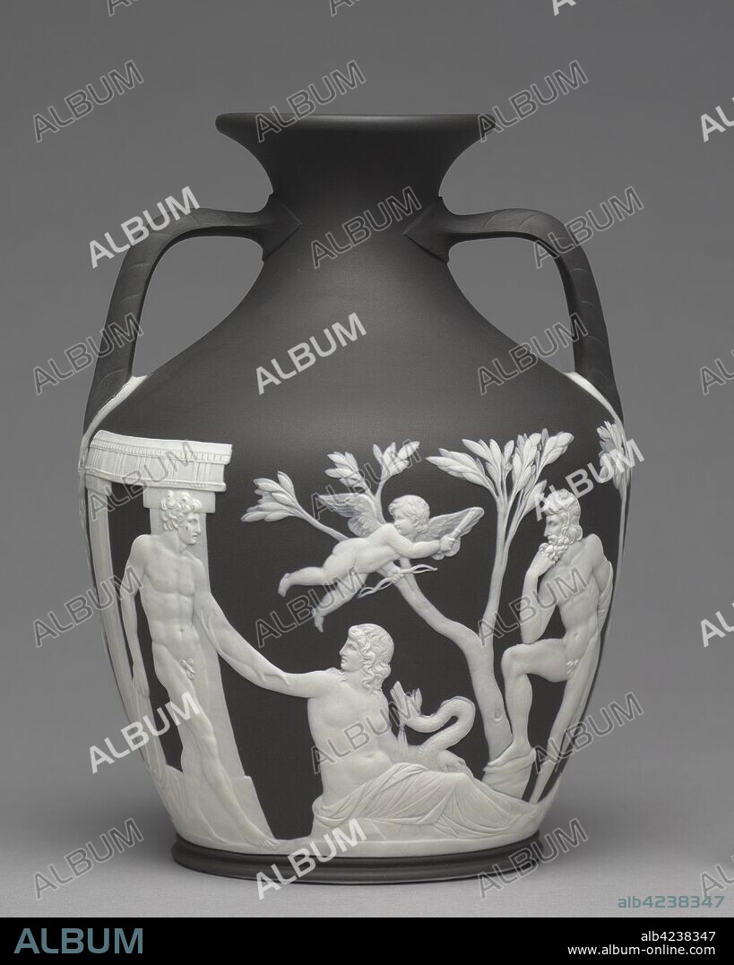 Portland Vase, c.1790. Josiah Wedgwood (British, 1730-1795). Jasper ware with relief decoration; overall: 26.4 x 17.8 cm (10 3/8 x 7 in.).