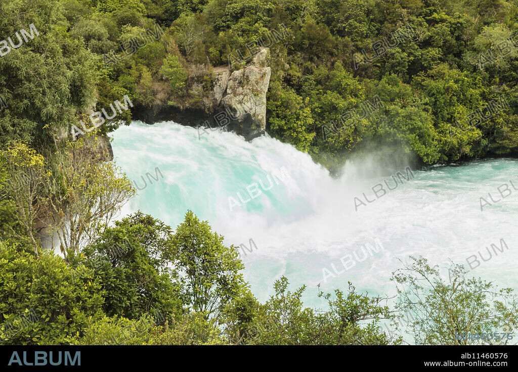 Huka Falls Waterfall, Waikato River, Taupo District, North Island, New Zealand, Pacific.