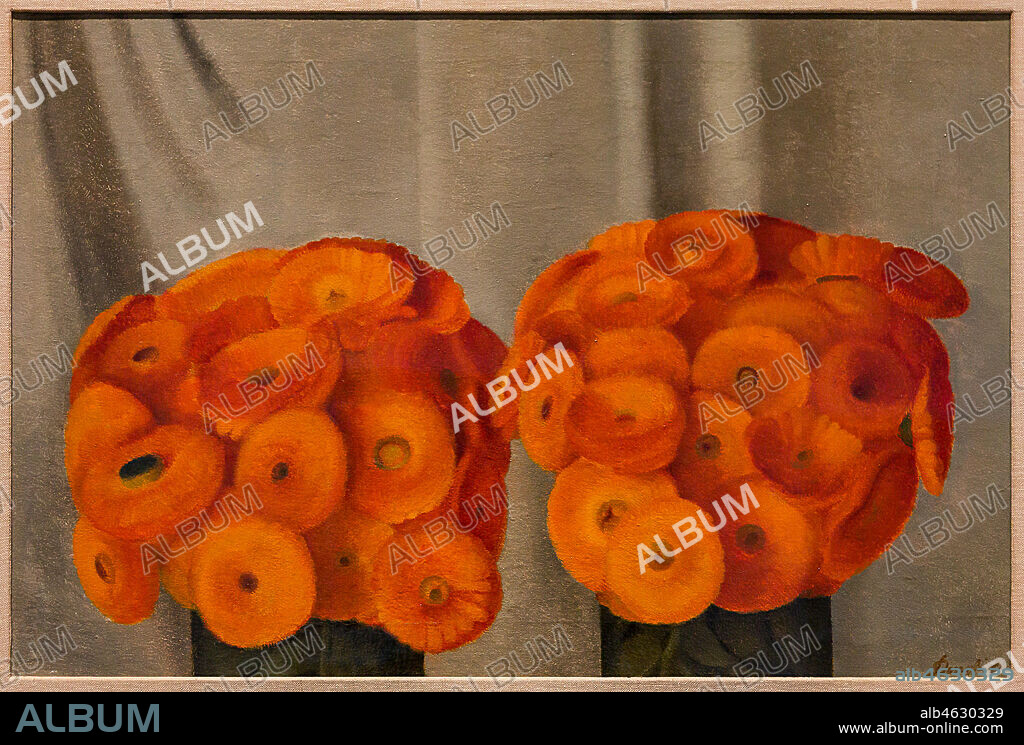 Museo Novecento: "Flowers (Dahlia)", by Antonio Donghi,1923. Oil painting on canvas.