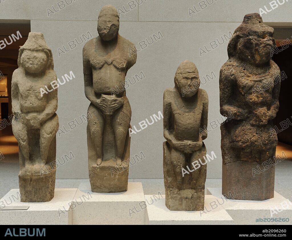 Eurasian Steppe. Cuman stone figures of men and women. 12th century AD. The Cumans were a Turkic tribe that ruled to southern Russian steppes from 1055 to 1240 AD. From Oblast Charkiw, Ukraine. Neues Museum (New Museum). Berlin. Germany.