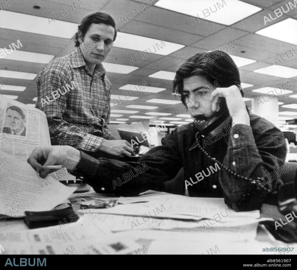 -Arkivbild: 19730502. Journalisterna Bob Woodward och Carl Bernstein på Washington Post, som avslöjade Watergateaffären. Foto: UPI. Code: 450. Copyright Pressens Bild.