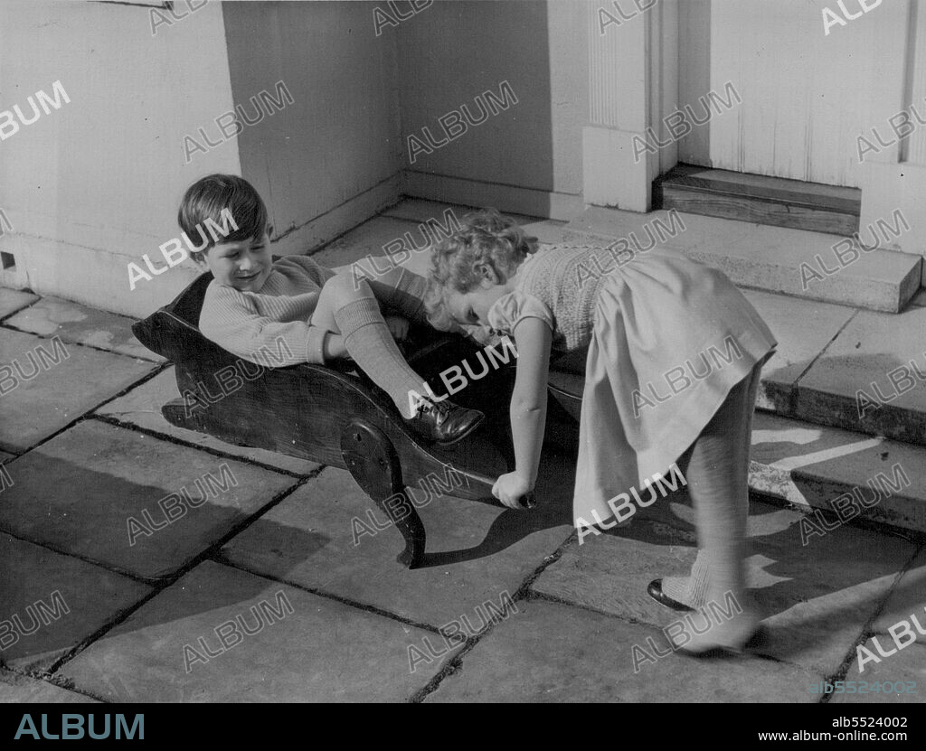 Prince Charles & Princess Anne - Together 1950 To 1960 - British Royalty. August 13, 1955. (Photo by Lisa).