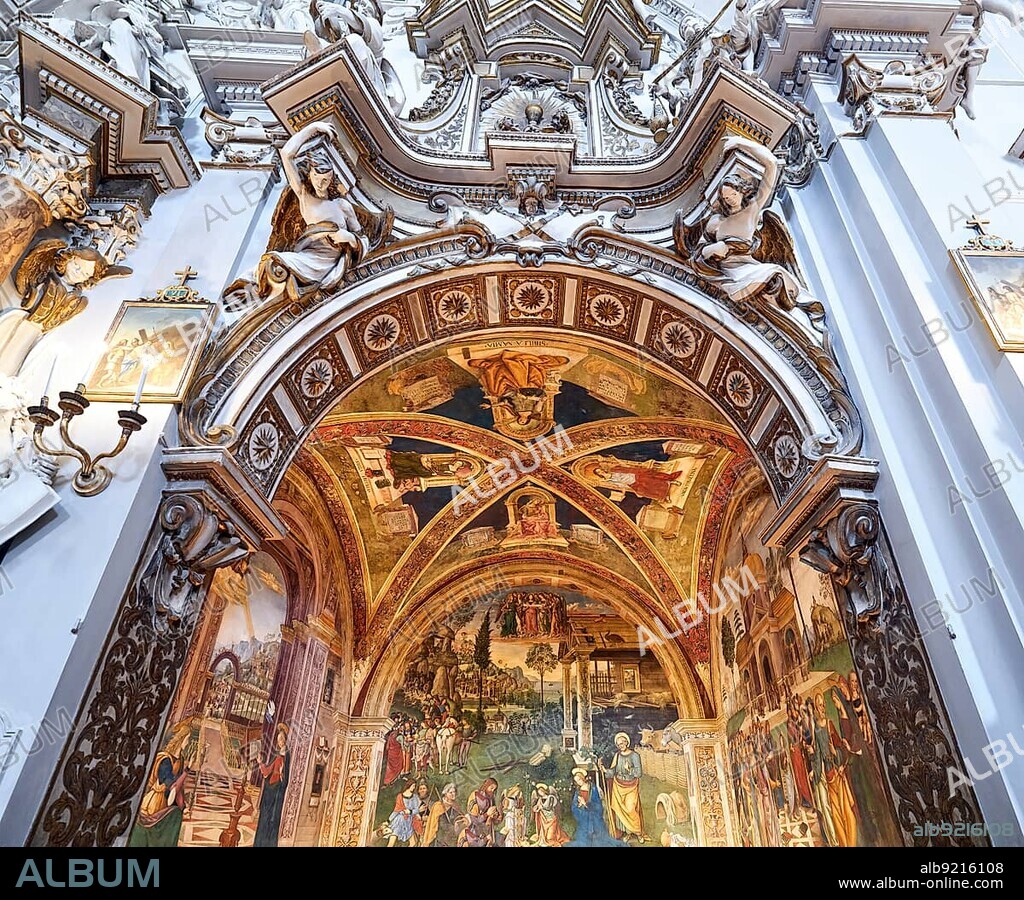 Spello Umbria Italy. Baglioni Chapel frescoed by Pinturicchio, in Santa Maria Maggiore Church.