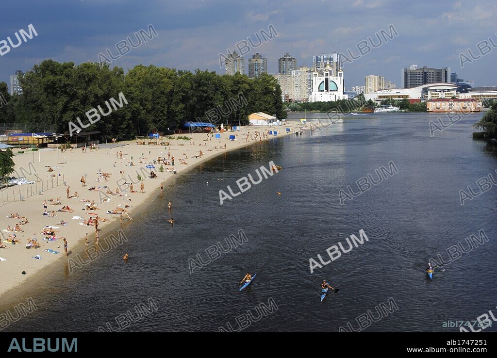 Ukraine. Kiev. Hydropark. Recreatonial park on the Dnieper river. Entertainment complex with water activities.