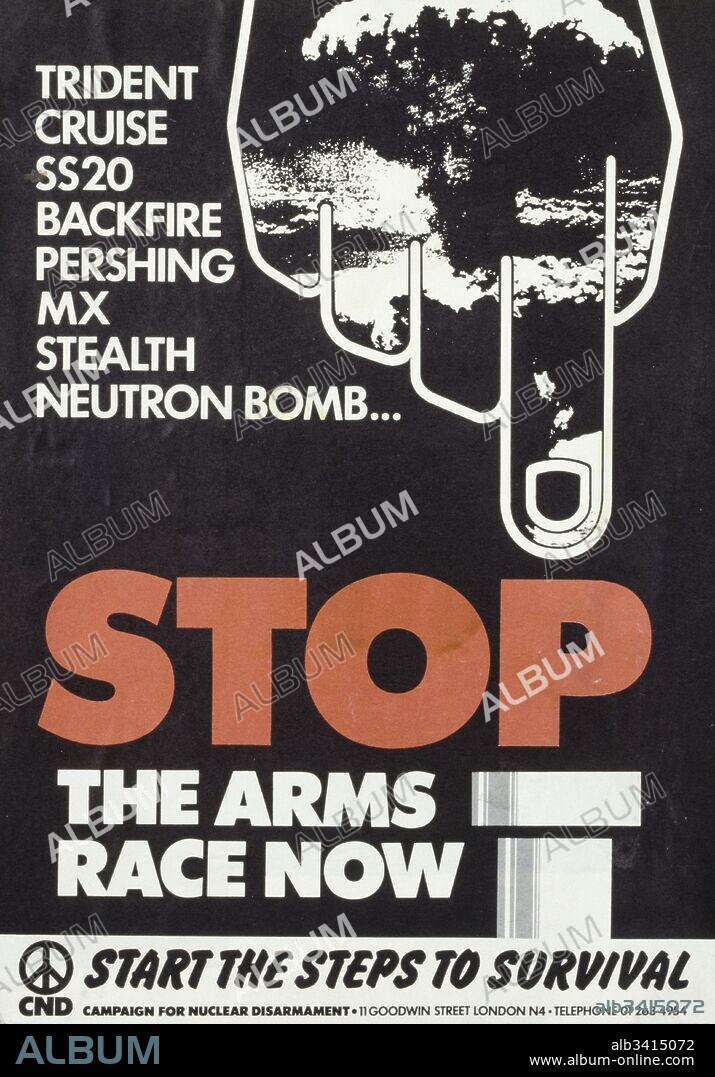 British CND (campaign for nuclear disarmament) anti-nuclear weapons peace poster 1981, produced during the Cold War.