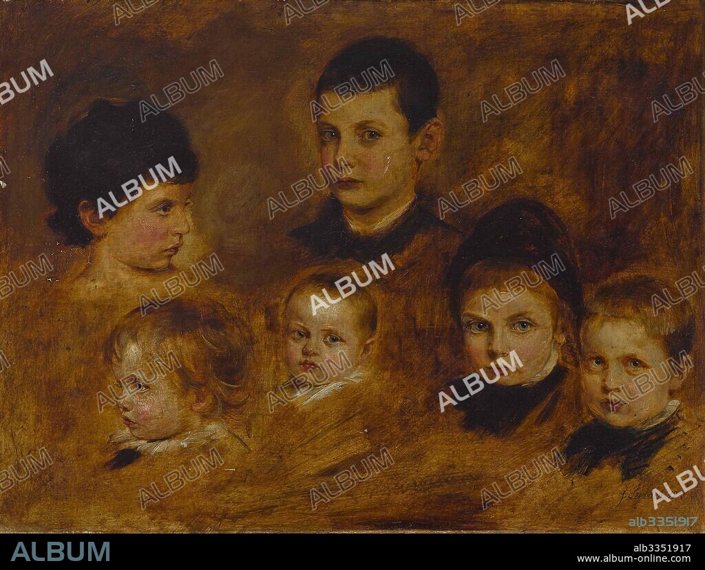 FRANZ VON LENBACH. Six children of the Crown Prince Ludwig of Bavaria (1845-1921).