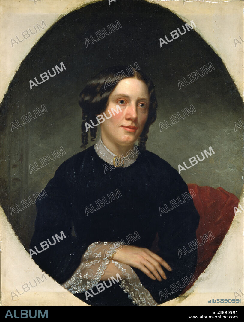 ALANSON FISHER. Harriet Beecher Stowe. Date/Period: 1853. Painting. Oil on canvas. Height: 864 mm (34.01 in); Width: 686 mm (27 in).