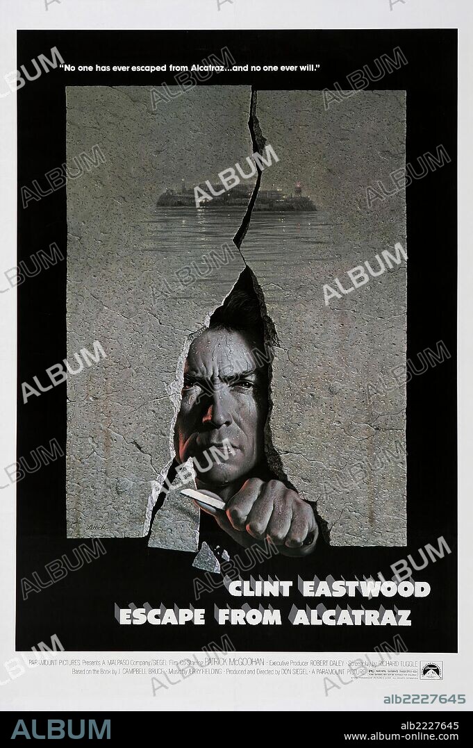 Poster de LA FUGA DE ALCATRAZ, 1979 (ESCAPE FROM ALCATRAZ), dirigida por DON SIEGEL. Copyright PARAMOUNT PICTURES.