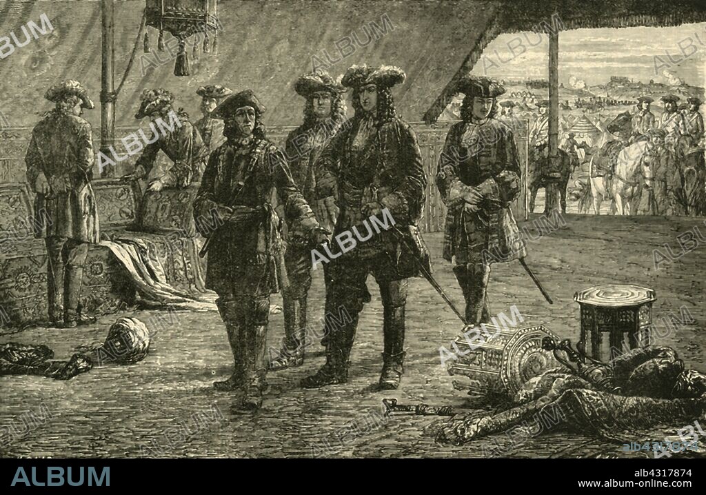 'Prince Eugene After the Victory Over the Turks at Belgrade, (1717)', 1890. The Siege of Belgrade ended on August 17, 1717 with the conquest of Austrian troops under the command of Prince Eugene of Savoy.  From "Cassell's Illustrated Universal History, Vol. IV - Modern History", by Edmund Ollier. [Cassell and Company, Limited, London, Paris and Melbourne, 1890].