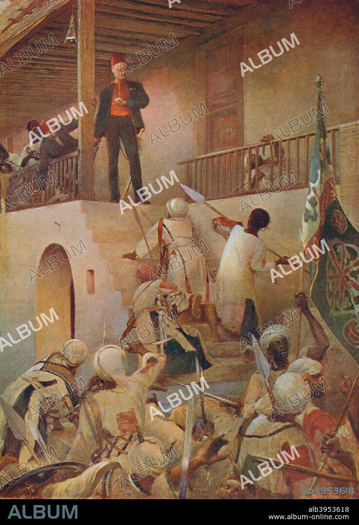 'The Death of General Gordon, Khartoum, 26 January 1885', 1893 (1906). From Cassell's Illustrated History of England, Vol. VIII. [Cassell and Company, Limited, London, Paris, New York & Melbourne, 1906].