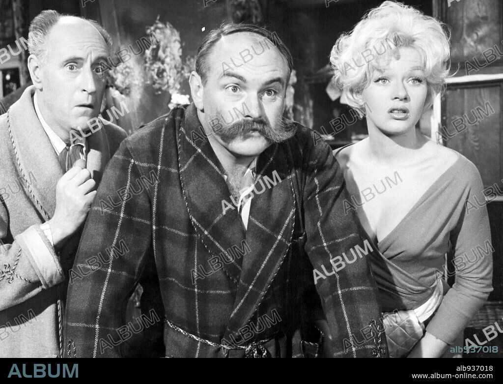 ARTHUR HOWARD, JIMMY EDWARDS and MARTITA HUNT in BOTTOMS UP, 1960, directed by MARIO ZAMPI. Copyright TRANSOCEAN/WARNER.