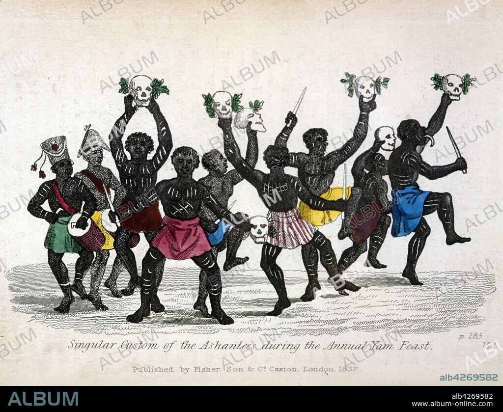 Ashanti Yam Festival, Ivory Coast or Ghana (West Africa); Illustration 1837.