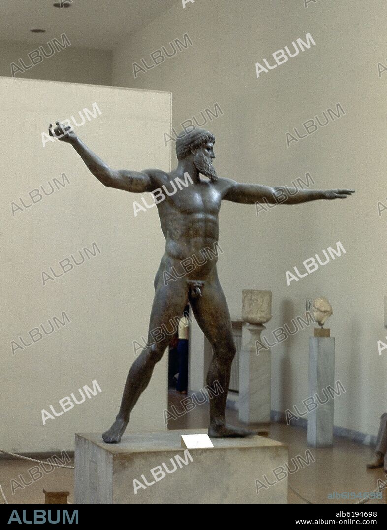 DIOS DEL CABO ARTEMISIO (SE DISCUTE SI ES POSEIDON O ZEUS) - ANTES CONOCIDO COMO POSEIDON DE ARTEMISION - BRONCE - 460-450 AC - ESTILO SEVERO.