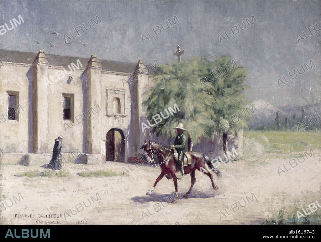 San Gabriel Mission  1893  Frank Reed Whiteside (1866-1929/American)  Oil on Canvas  David David Gallery, Philadelphia, Pennsylvania, USA.