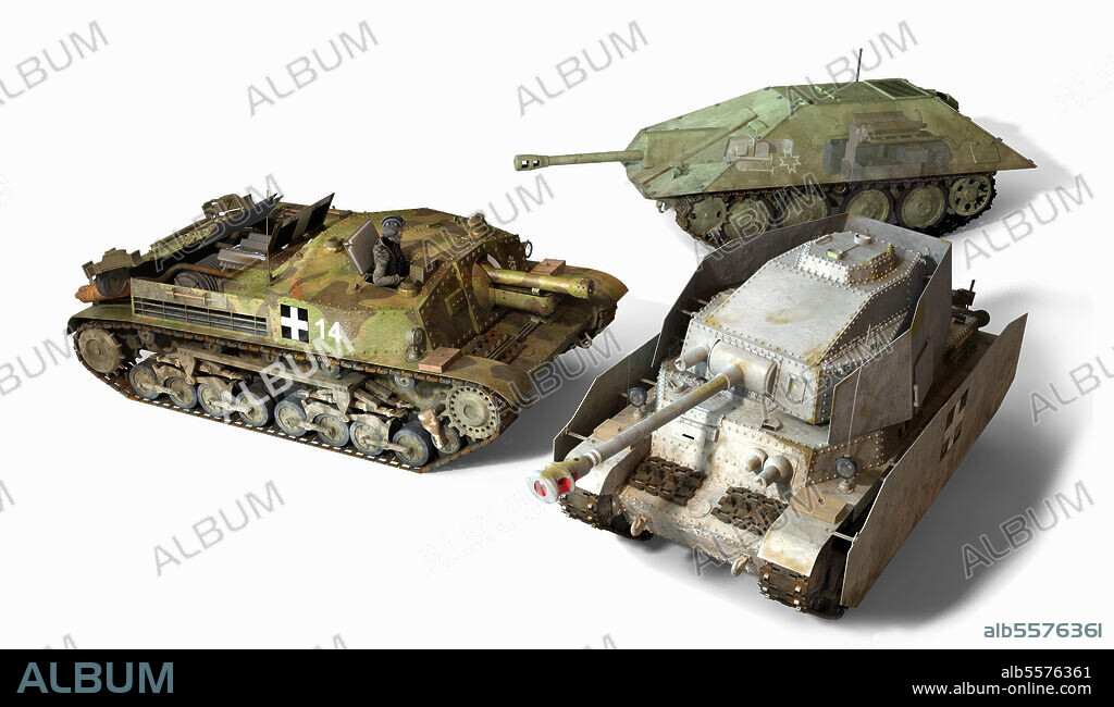 Comparison of Zrinyi and Turan Hungarian vehicles, and the Maresal Romanian tank destroyer.