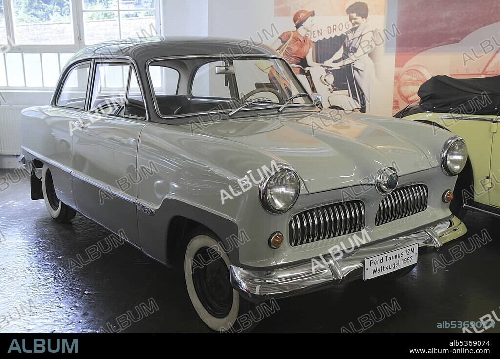 Ford Taunus 12M Weltkugel, built in 1957, ErfinderZeiten car and clock museum in Schramberg, Black Forest, Baden-Wuerttemberg, Germany, Europe.