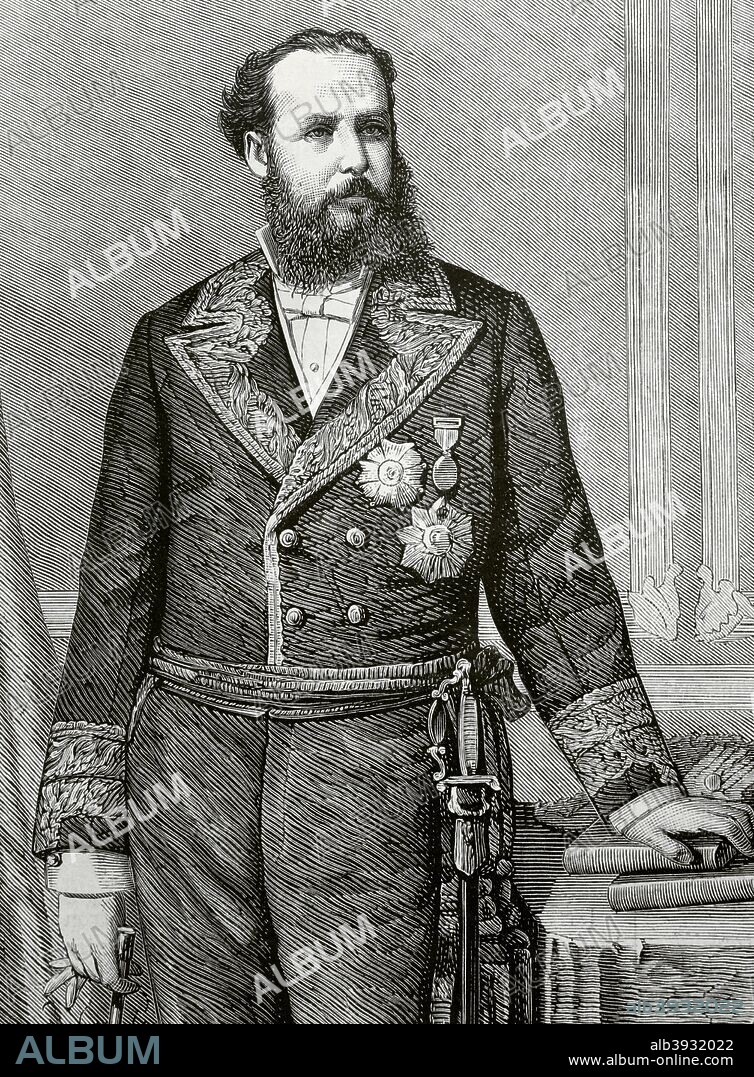 Antonio Alcala-Galiano Miranda. Spanish politician, member of the Conservative party, 19th century. Civil governor of the Guadalajara province (1875-1878) and the Toledo province (1879-1880). Portrait. Drawing by Badillo. Engraving. La Ilustracion Espa–ola y Americana, December 15, 1876.