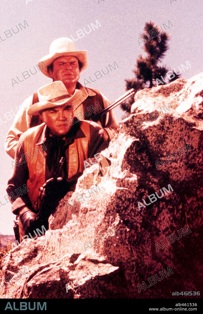 DAN BLOCKER and LORNE GREENE in BONANZA, 1959 (BONANZA-TV), directed by LEWIS ALLEN and ROBERT ALTMAN. Copyright NATIONAL BROADCASTING CO.