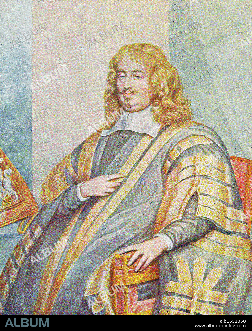 Edward Hyde, lst Earl of Clarendon (1609-1674), Lord Chancellor under Charles II (1658-1667). Father-in-law of James II, grandfather of Mary II and Queen Anne. After portrait by George Perfect Harding.