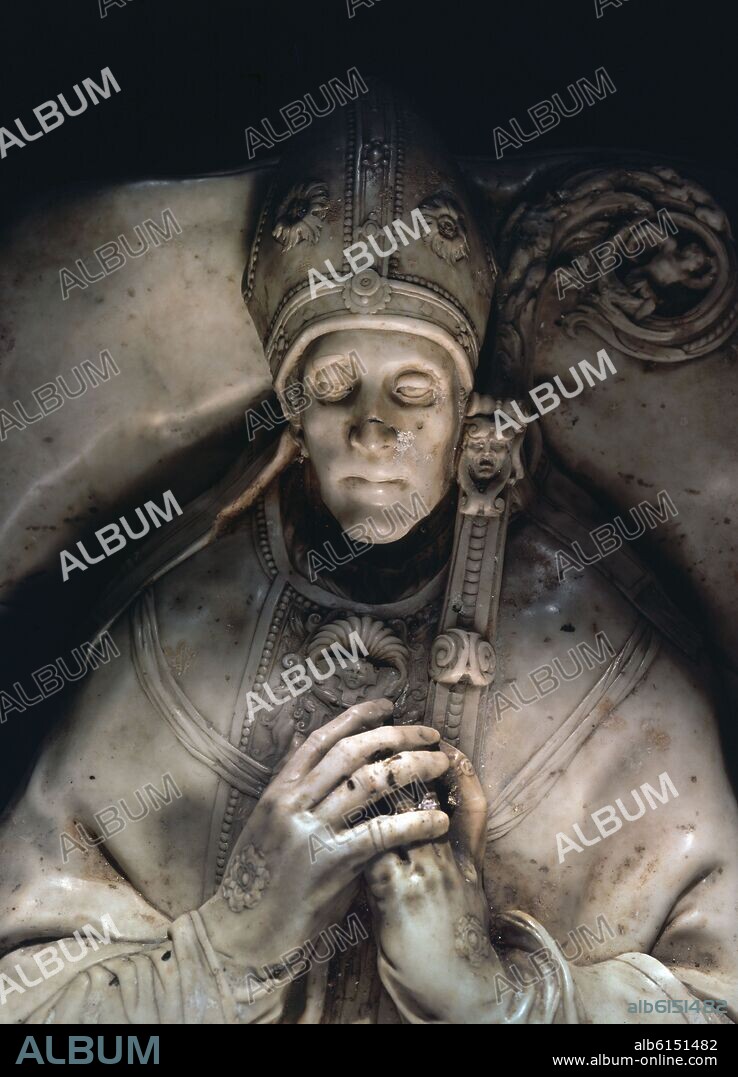 ALONSO BERRUGUETE (1488-1561). DETALLE DEL SEPULCRO DEL CARDENAL TAVERA REALIZADO ENTRE 1551 Y 1561 - MARMOL DE CARRARA - RENACIMIENTO ESPAÑOL.