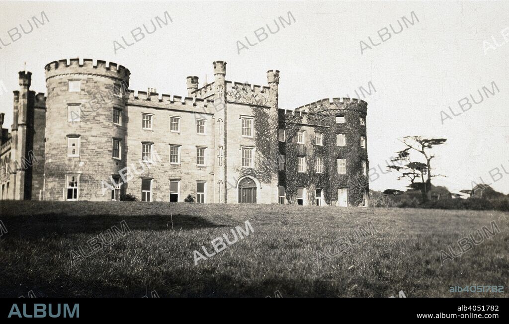 Bretby Hall, Bretby, Derbyshire, 20th century. The castellated mansion was built in 1813 for the Earl of Chesterfield on the site of his family's 17th century manor house. The house was left unfinished at the Earl's death in 1815. The building was purchased in 1926 by the Derbyshire County Council for use as a hospital and remained an orthopaedic hospital until the 1990s, the hall and grounds then being sold to developers to provide private residential units.
