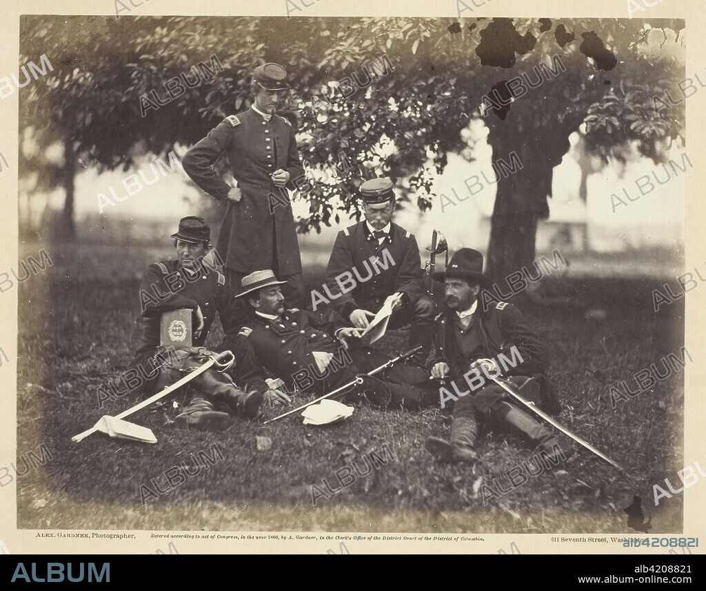 Studying the Art of War. Alexander Gardner; American, born Scotland, 1821-1882. Date: 1863. Dimensions: 17.7 x 22.9 cm (image/paper); 31.1 x 44.7 cm (album page). Albumen print, pl. 45 from the album "Gardner's Photographic Sketch Book of the War, vol. 1" (1866). Origin: United States.