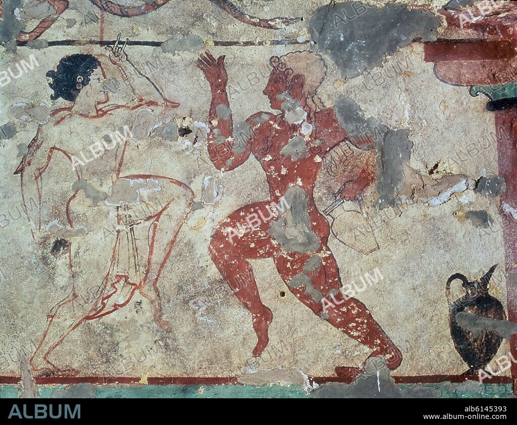 TUMBA ETRUSCA DE LOS LEONES DETALLE DE LAS DANZARINAS - SIGLO VI AC.