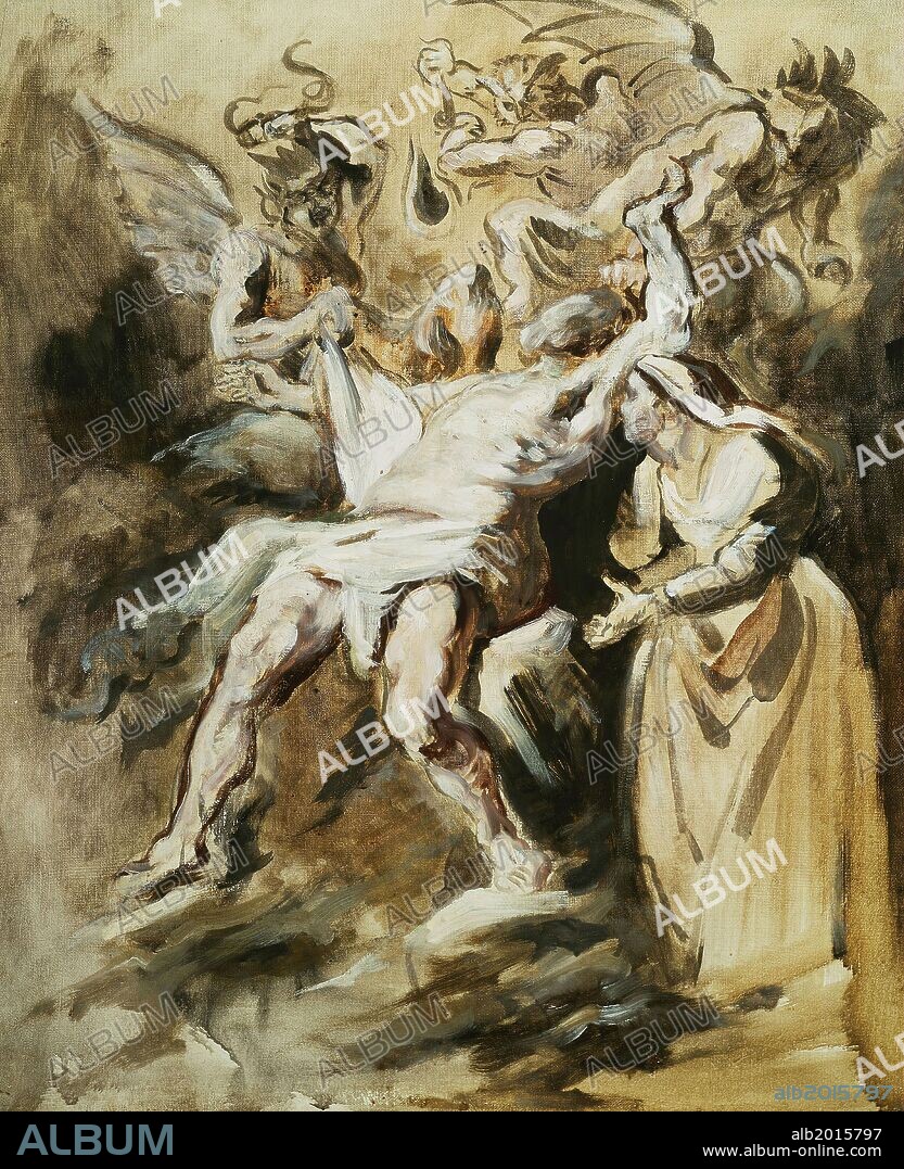 EUGENE DELACROIX. Eugène Delacroix / ''Job Tormented by the Demons', Oil on canvas, 62 x 52 cm.