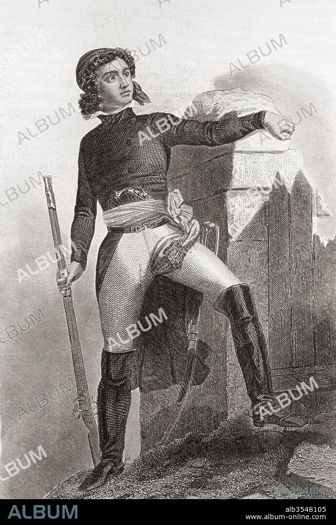 Henri du Vergier, comte de la Rochejaquelein, 1772 – 1794. General of the Royalist Vendéan insurrection during the French Revolution. From Galerie Historique de la Révolution Française, published c.1869.
